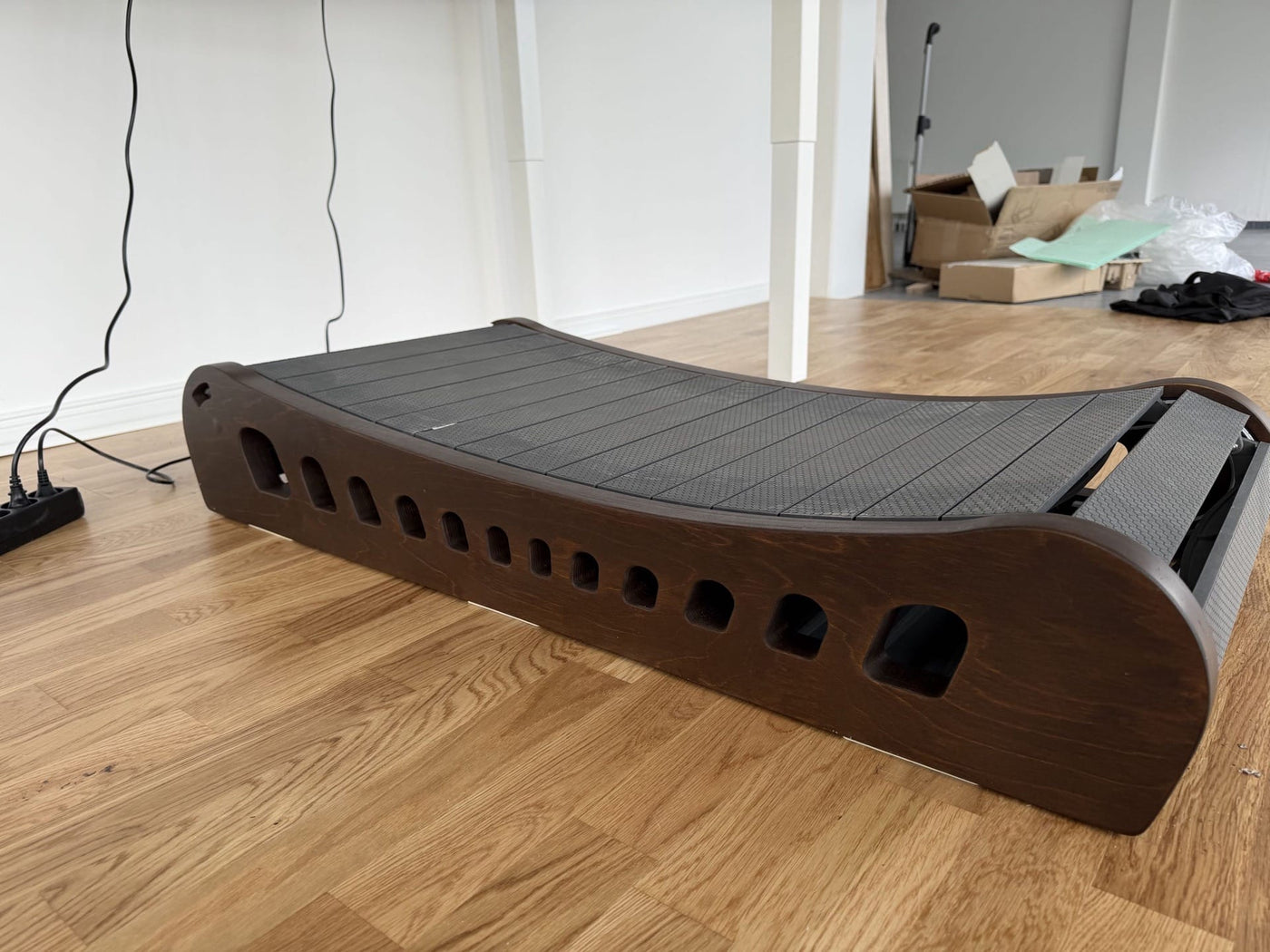 The Office Walker's wooden deck in a minimal workspace